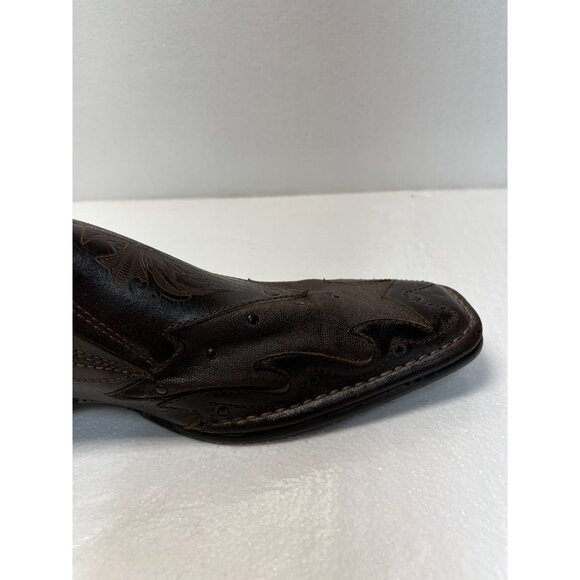 Mark Nason Brown Leather Slip-On Mens Dress Shoes‎ Size 10.5 With Western Design - Picture 12 of 14